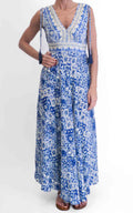 AYFËE - Abito lungo scollo Marylin - Azzurro/Panna