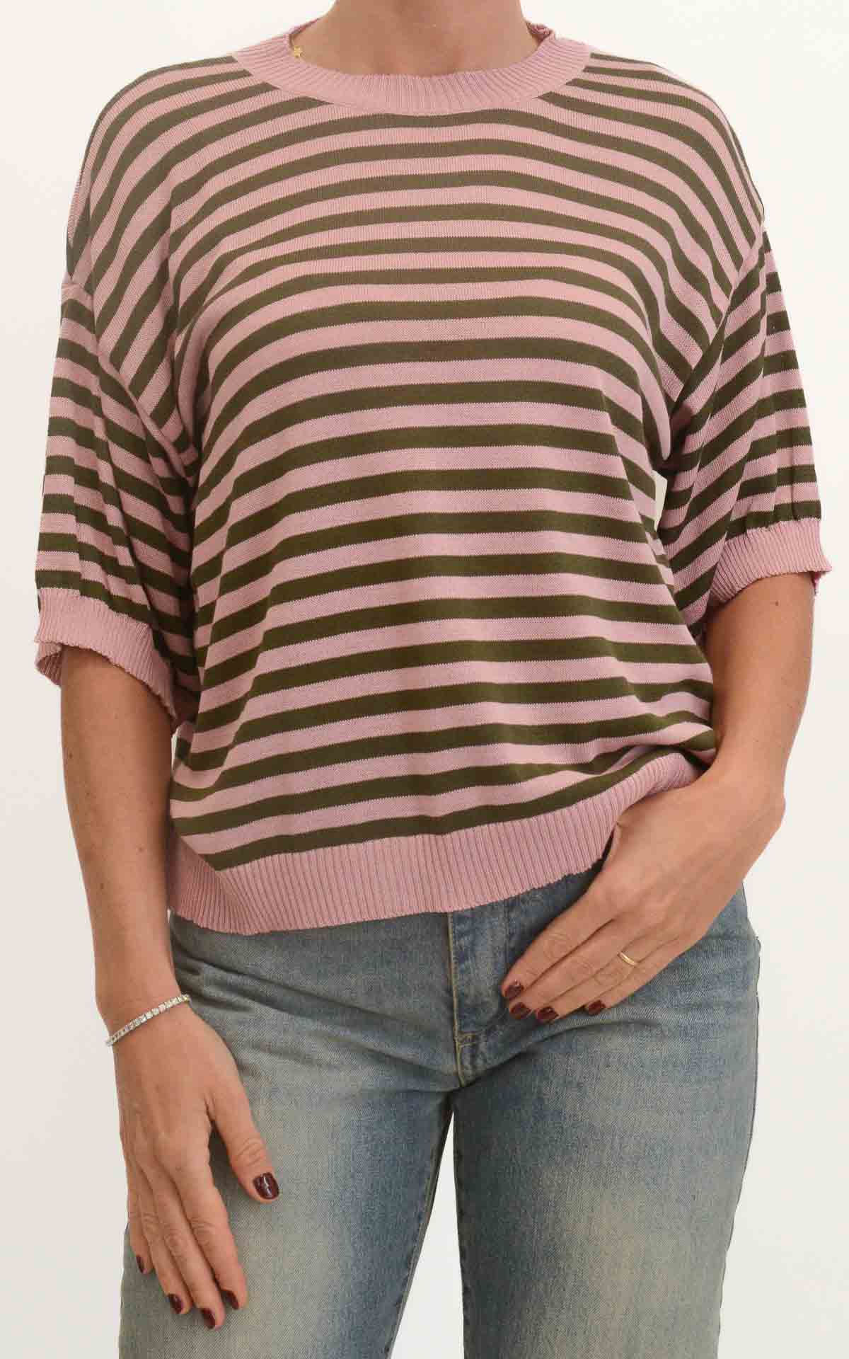 OFF-ON - Maglia a righe - Rosa/ Verde militare