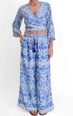 AYFËE - Pantalone a fantasia - Azzurro/Panna