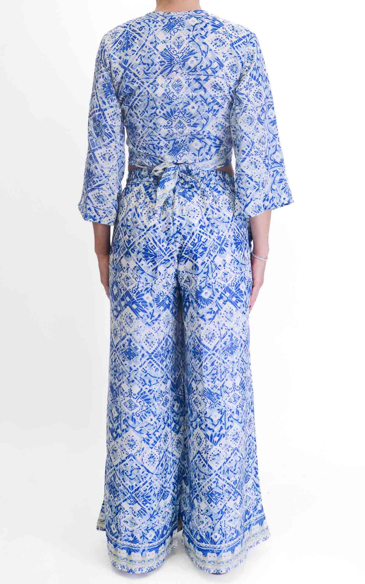 AYFËE - Pantalone a fantasia - Azzurro/Panna