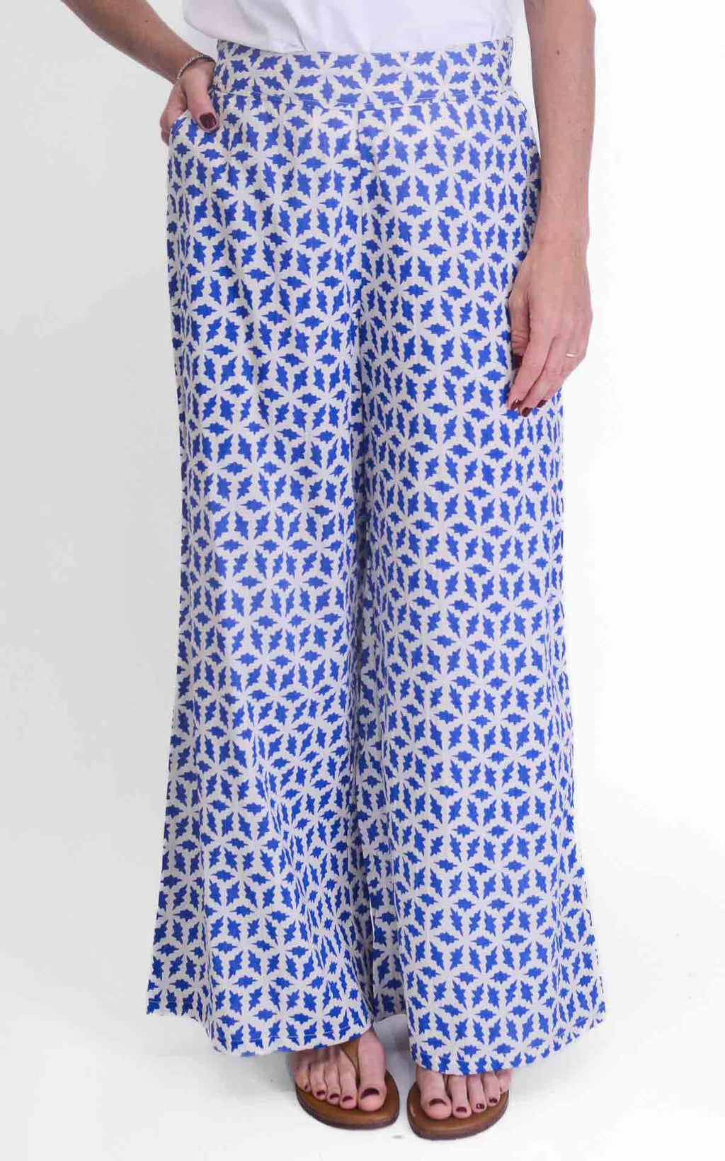 AYFËE - Pantalone over fantasia geometrica - Azzurro