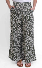 AYFËE - Pantalone fantasia con elastico in vita - Verde militare