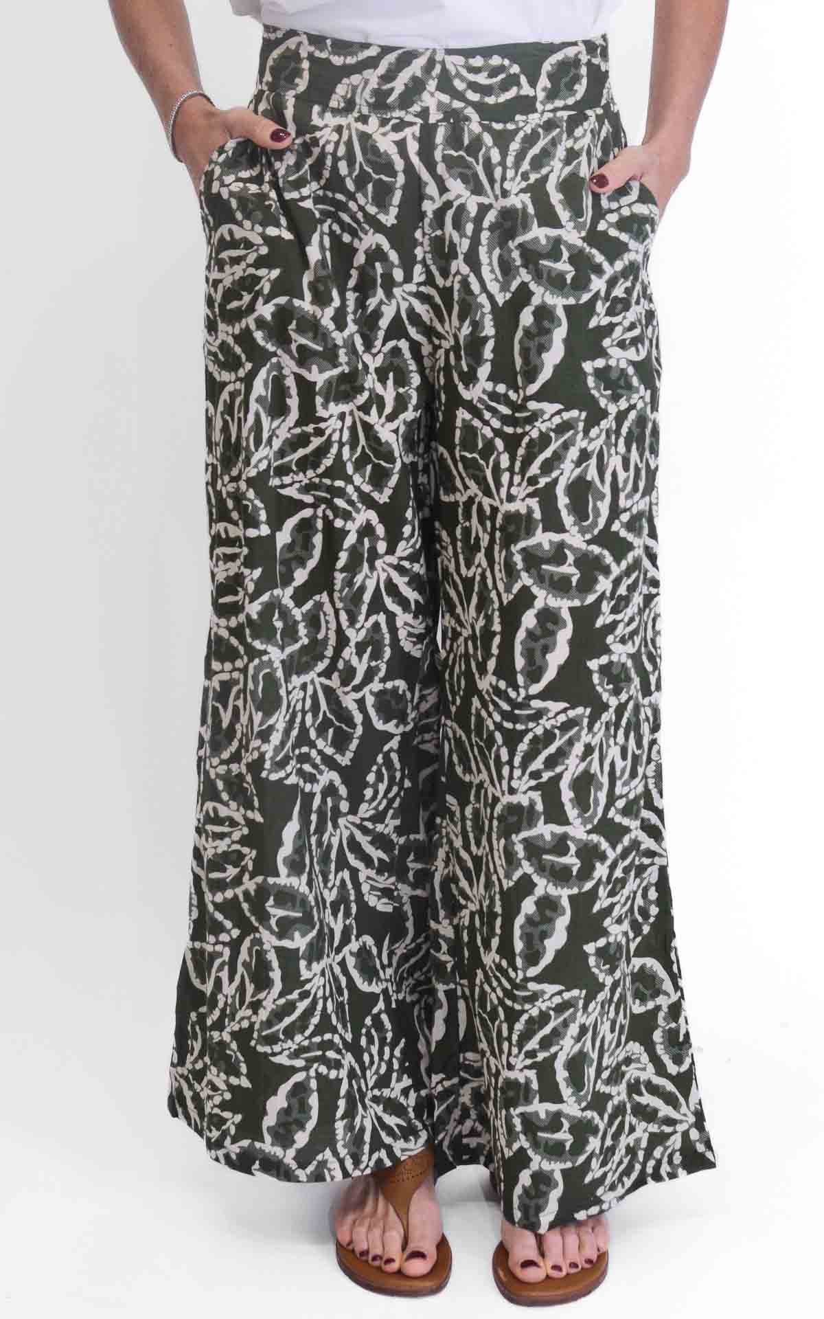 Ayfëe - Pantalone fantasia con elastico in vita - Verde militare