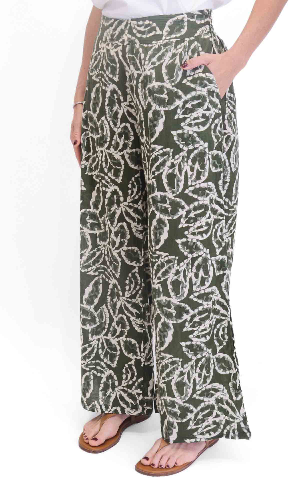 Ayfëe - Pantalone fantasia con elastico in vita - Verde militare