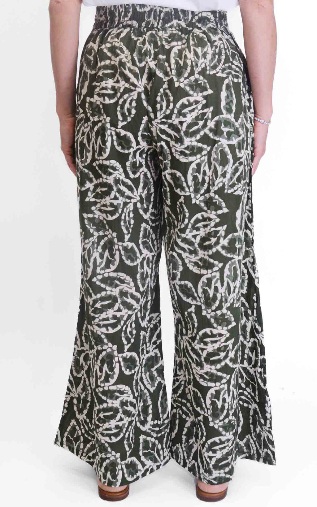 AYFËE - Pantalone fantasia con elastico in vita - Verde militare