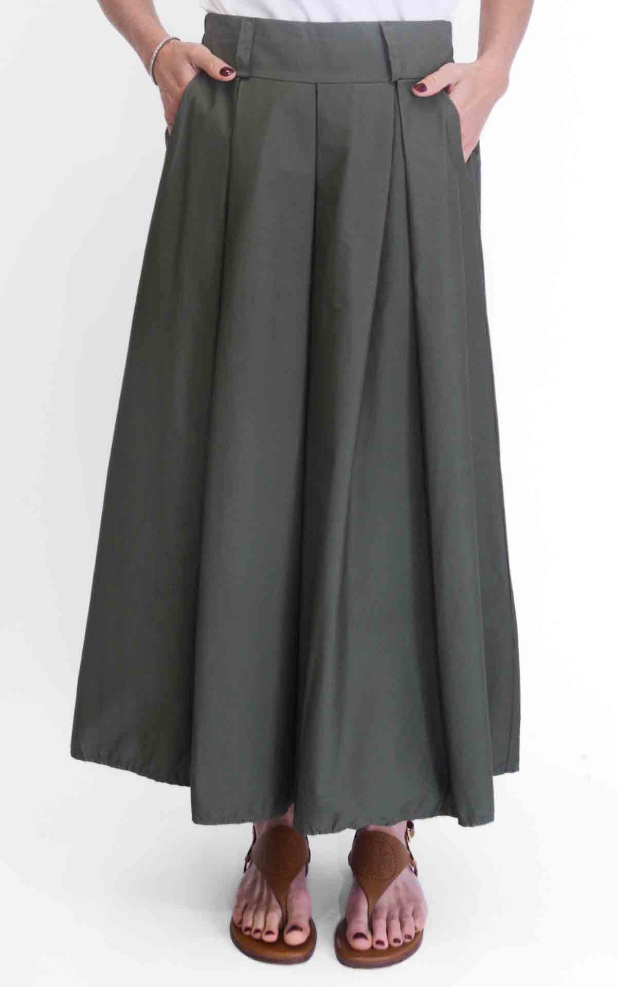 OFF-ON - Gonna lunga tinta unita - Verde militare