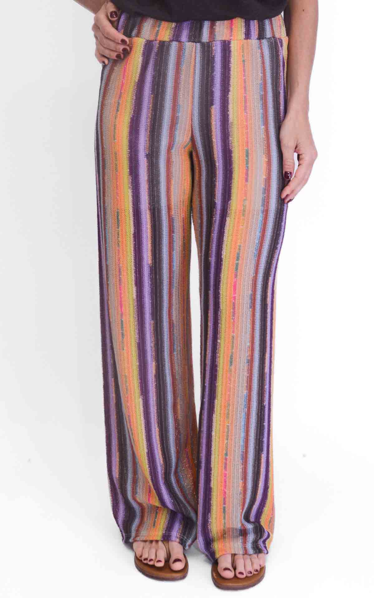 Susymix - Pantalone in maglia multicolore - Viola / arancio