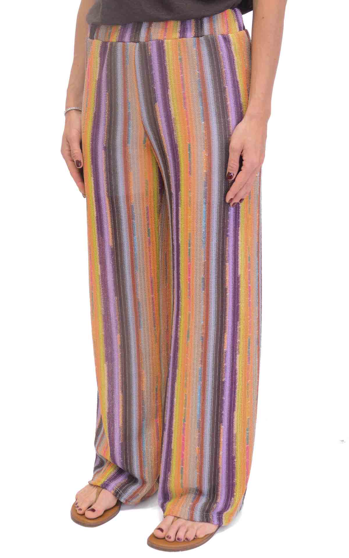 Susymix - Pantalone in maglia multicolore - Viola / arancio