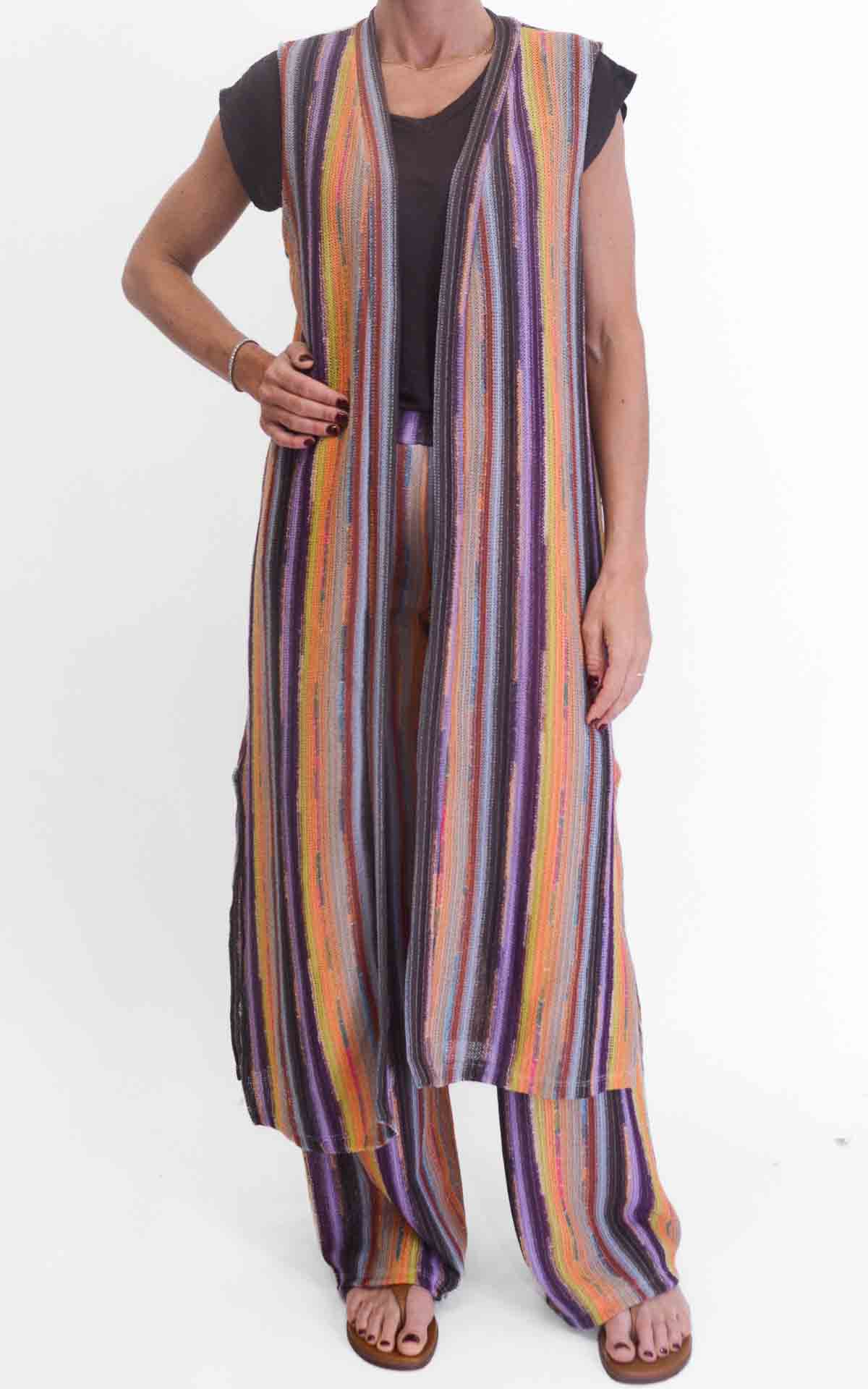 Susymix - Gilet in maglia multicolore - Viola / arancio