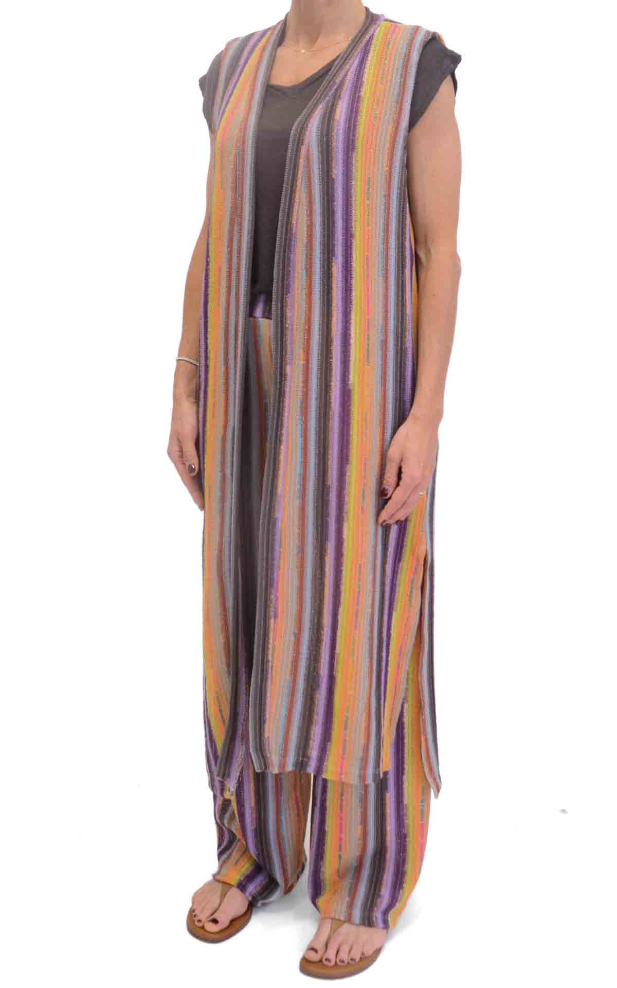 Susymix - Gilet in maglia multicolore - Viola / arancio