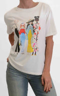 Civico 1 - T-shirt stampa bambole abito fiori - Bianco