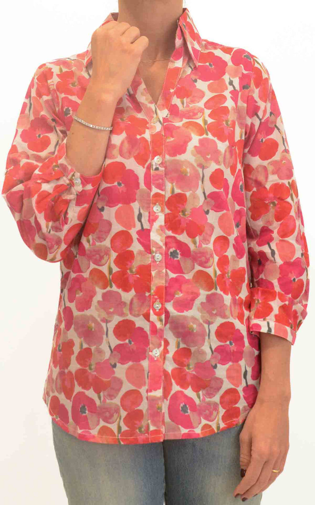 Palme - Camicia fantasia floreale - Rosso