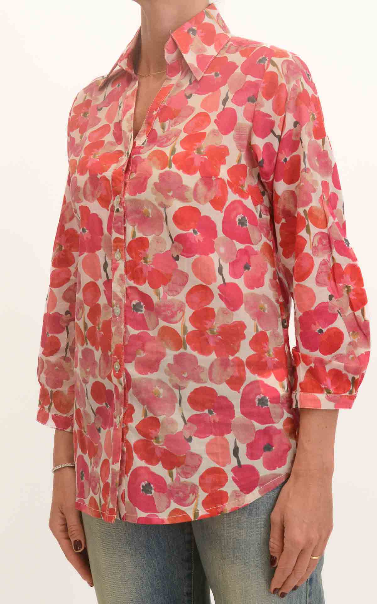 Palme - Camicia fantasia floreale - Rosso