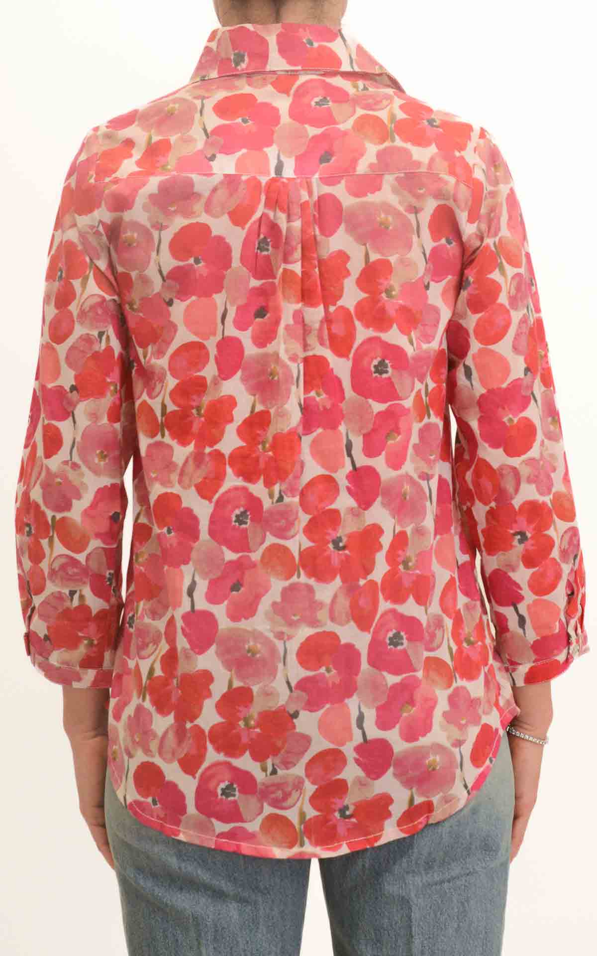 Palme - Camicia fantasia floreale - Rosso