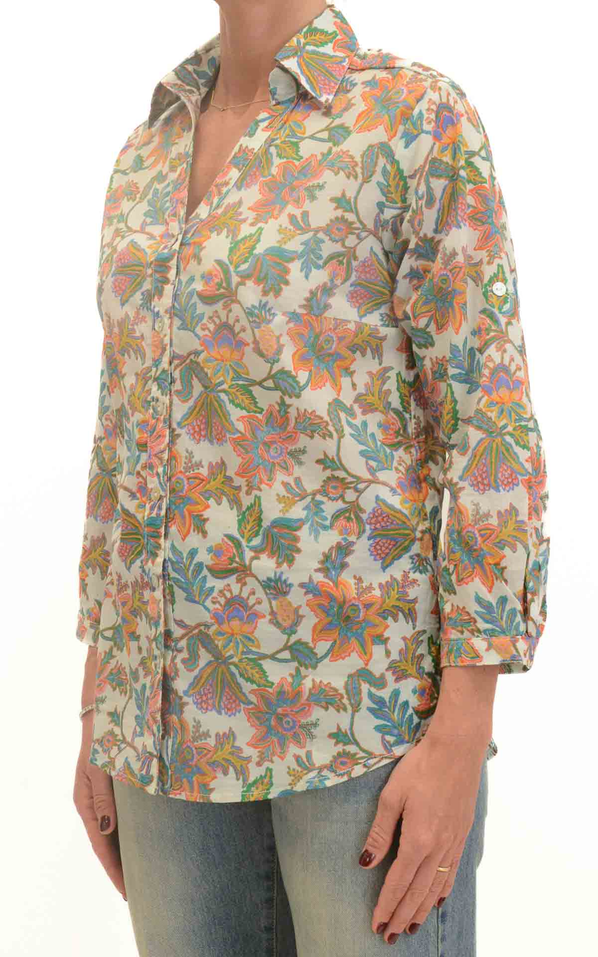 Palme - Camicia fantasia floreale - Arancione
