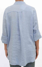 OFF-ON - Camicia lino - Celeste