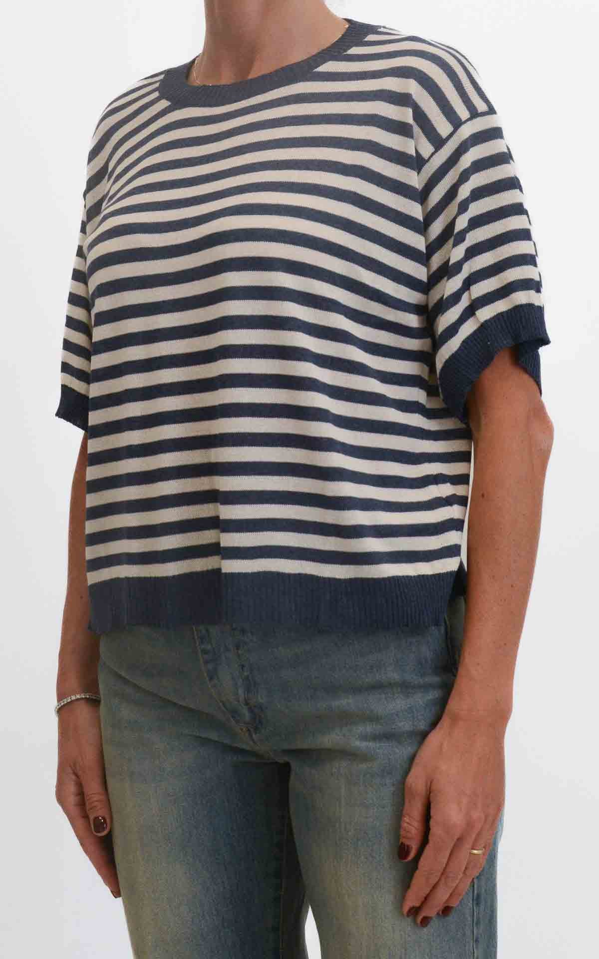 OFF-ON - Maglia a righe - Blu/Panna