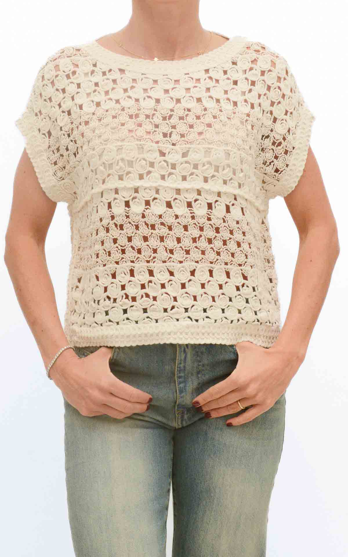 Susymix - Maglia crochet a scatola - Latte