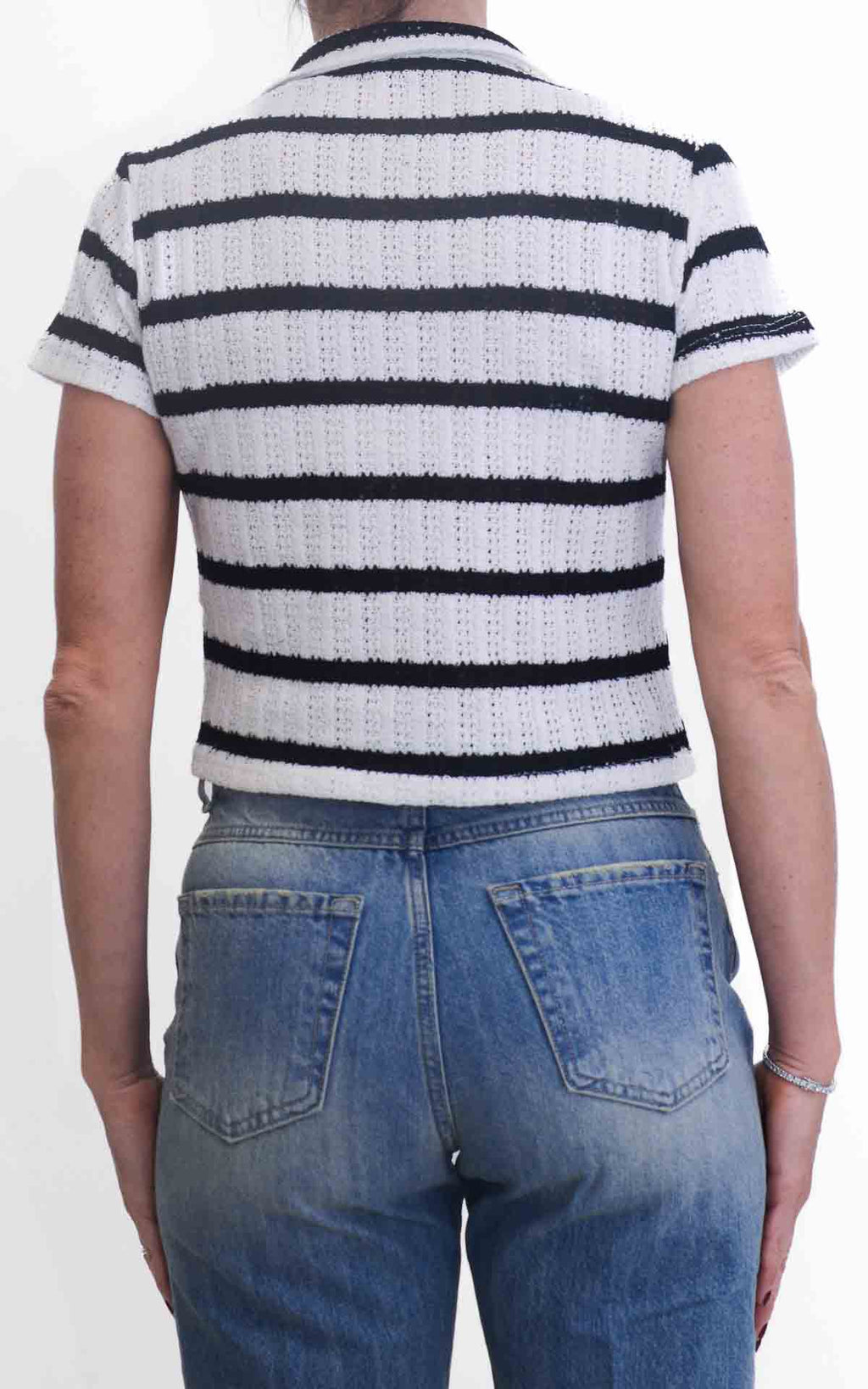 Susymix - Maglia polo crochet rigata - Nero