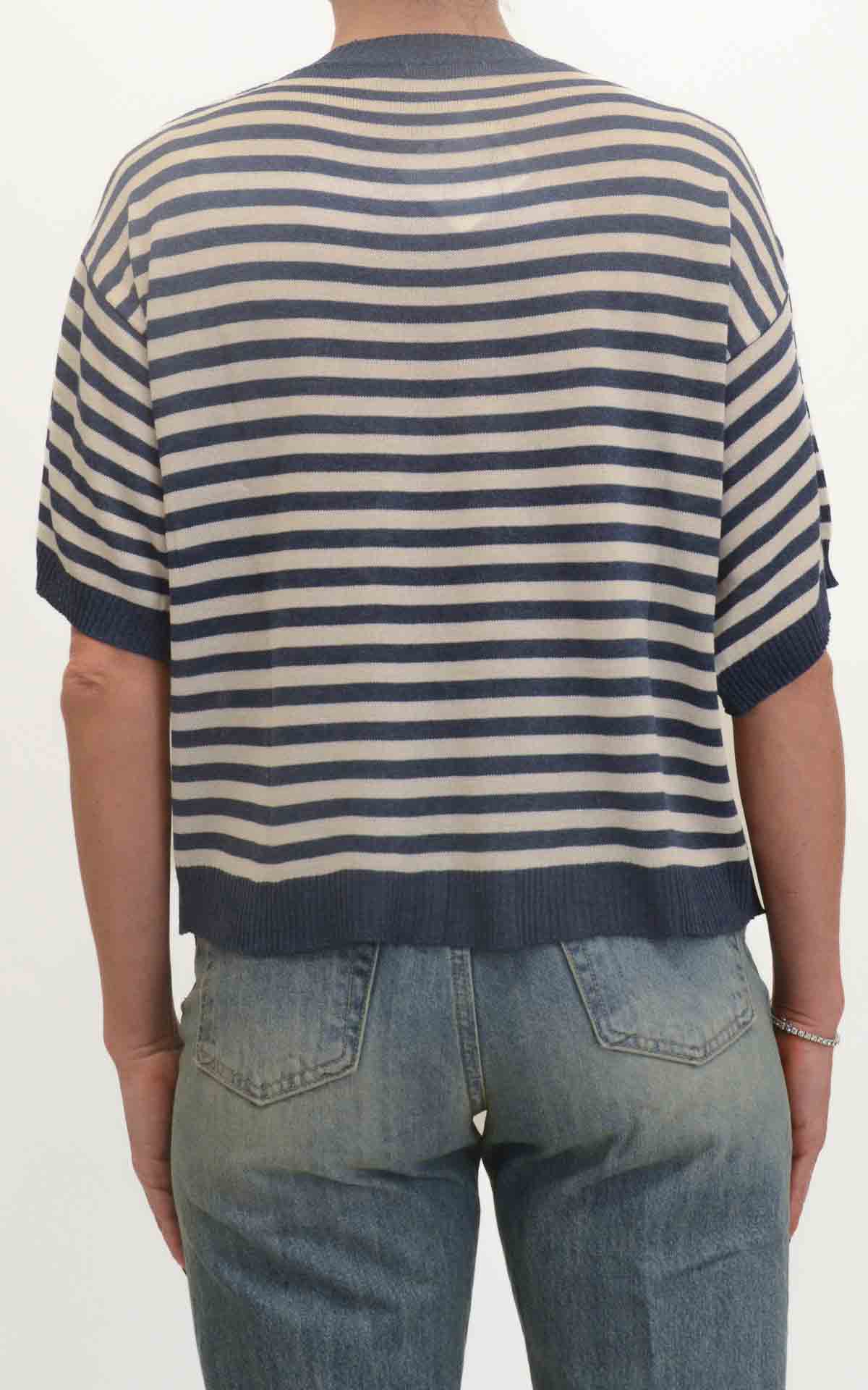 OFF-ON - Maglia a righe - Blu/Panna