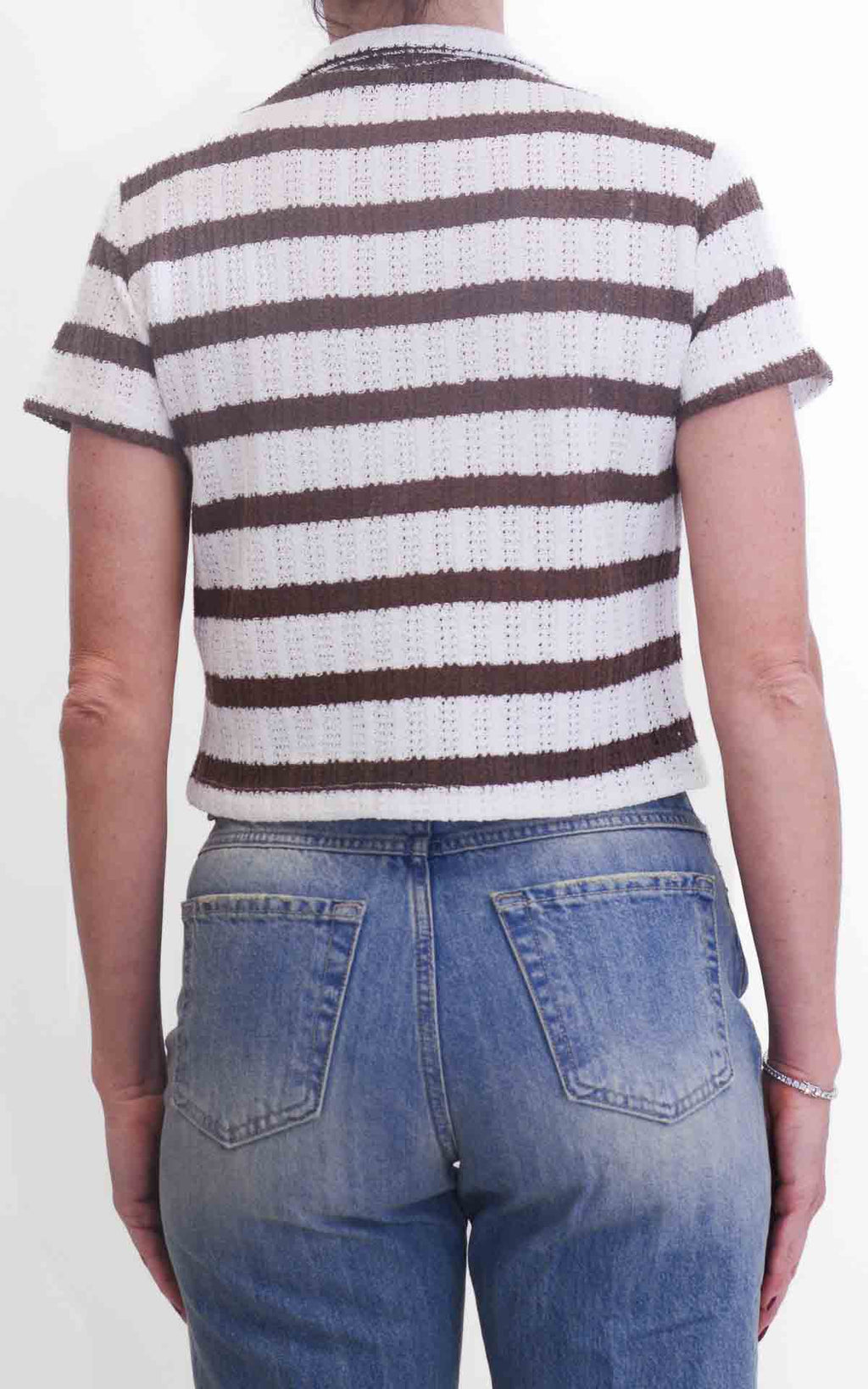 Susymix - Maglia polo crochet rigata - Moro