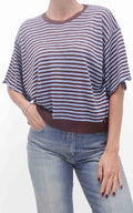 Eco - Maglia a righe - Moro/Celeste