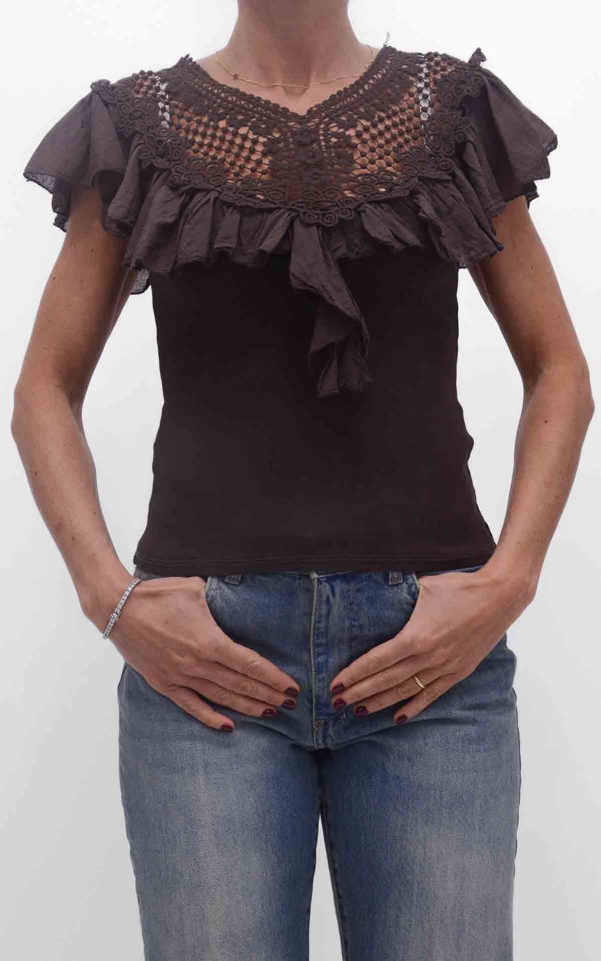 Susymix - Canotta crochet con rouches - Moro