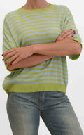 OFF-ON - Maglia a righe - Celeste/verde mela