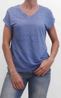 OFF-ON - Maglia in lino scollo a V - Polvere