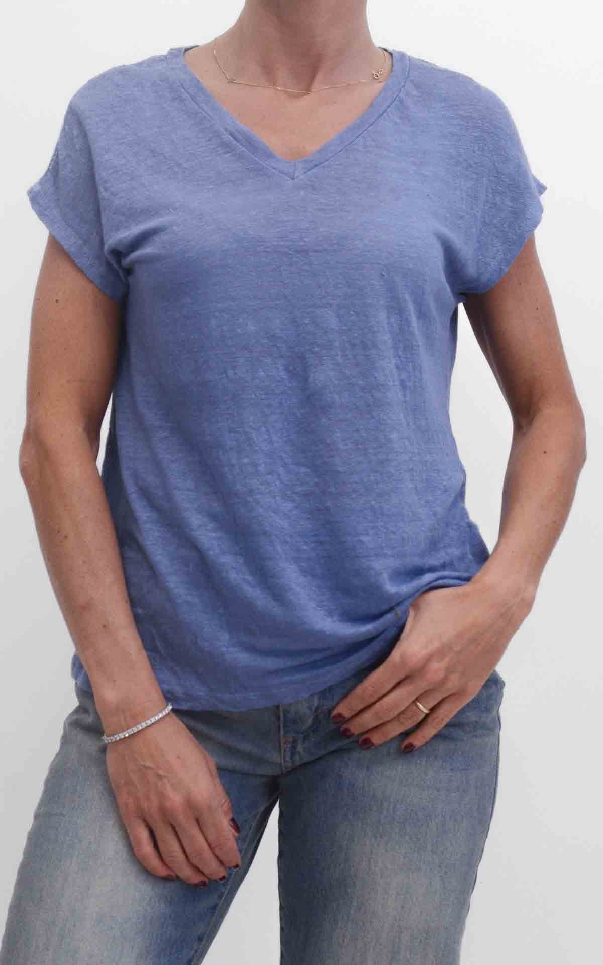 OFF-ON - Maglia in lino scollo a V - Polvere