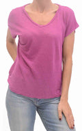OFF-ON - Maglia in lino scollo a V - Ciclamino