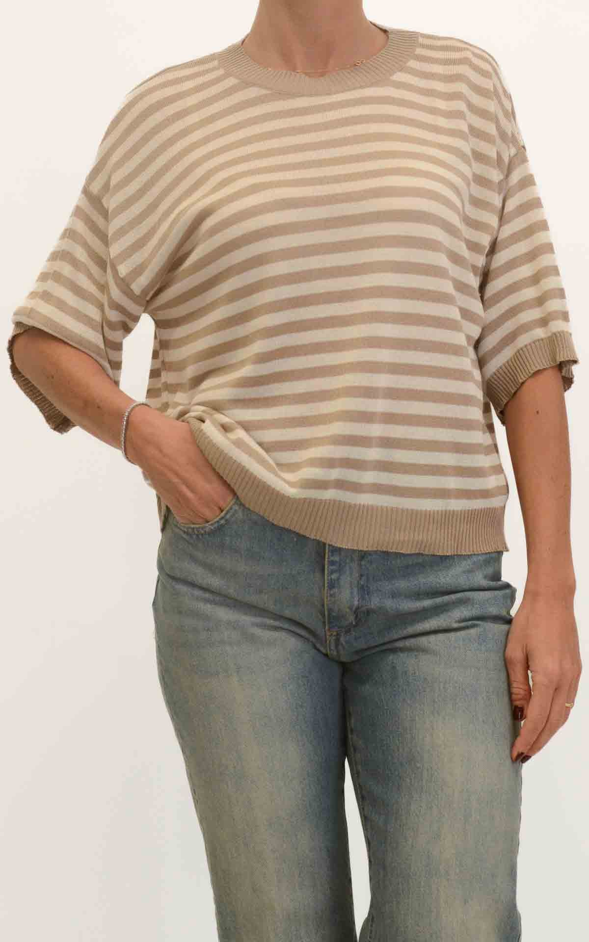 OFF-ON - Maglia a righe - Beige/Panna