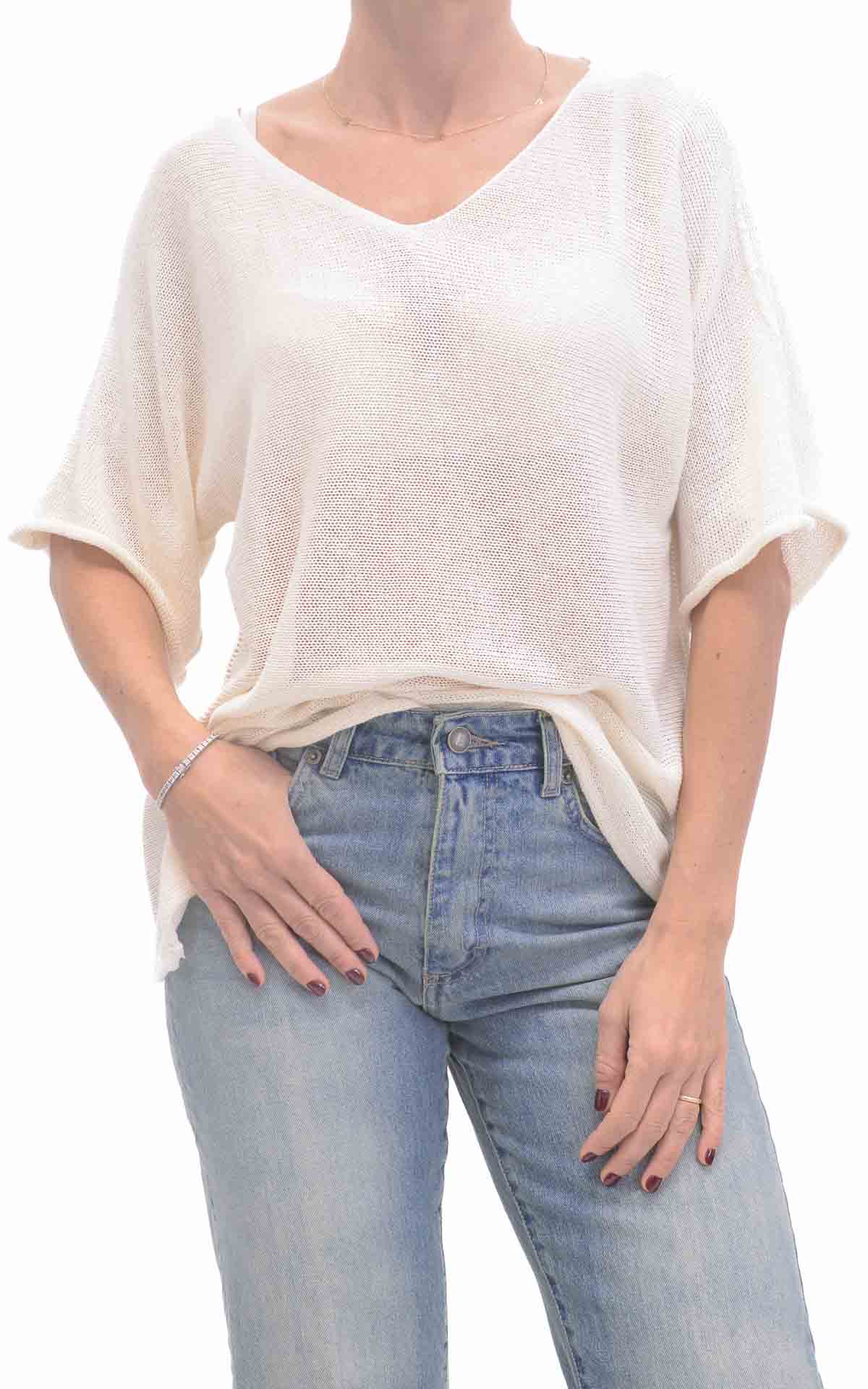 OFF-ON - Maglia filo mezza manica - Burro