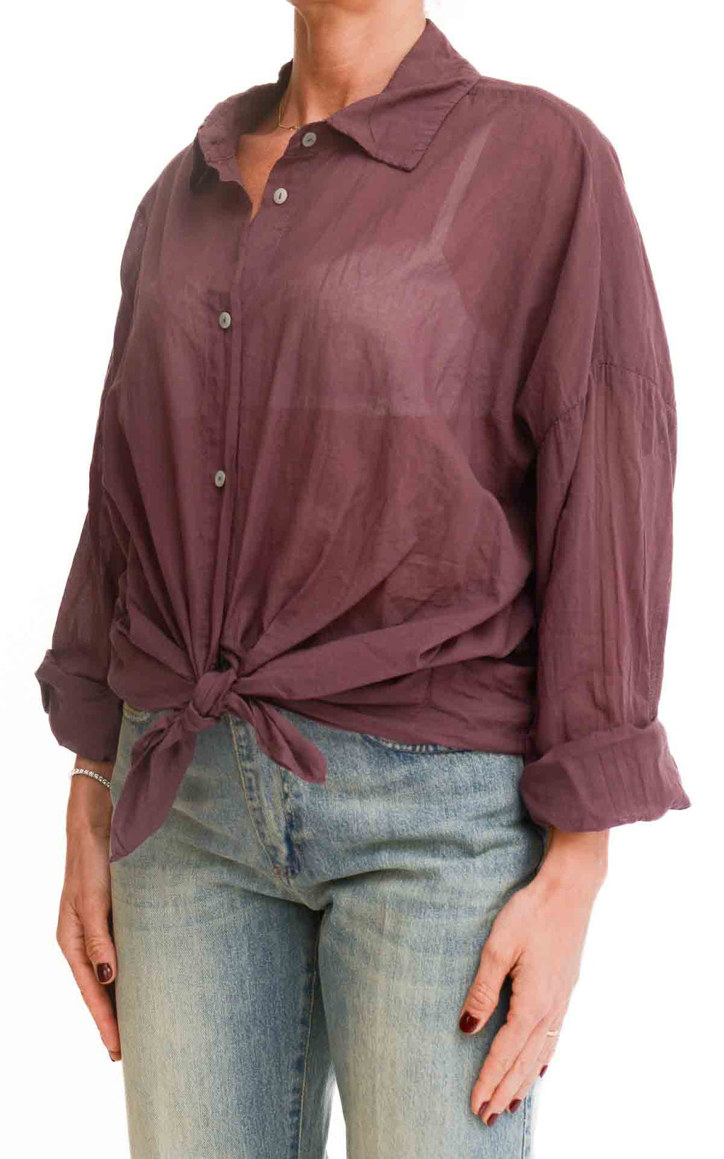 Susymix - Camicia in mussola con nodo -  Fico