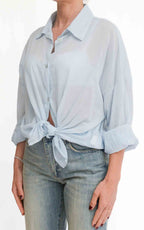 Susymix - Camicia in mussola con nodo - Celeste
