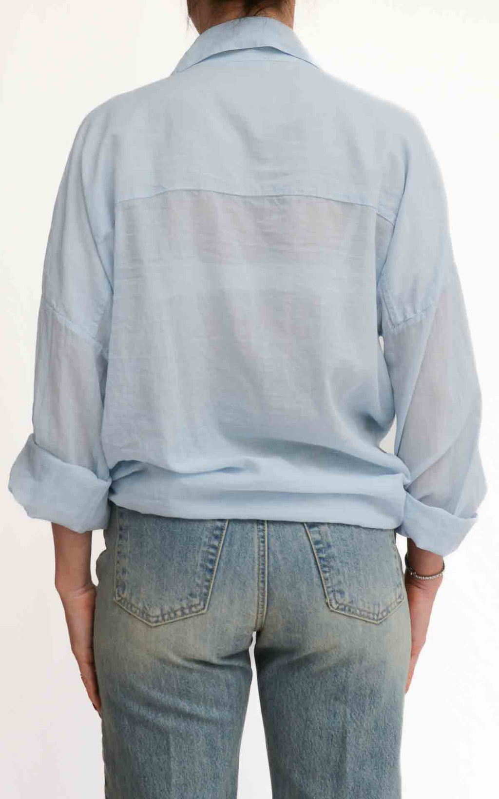 Susymix - Camicia in mussola con nodo - Celeste