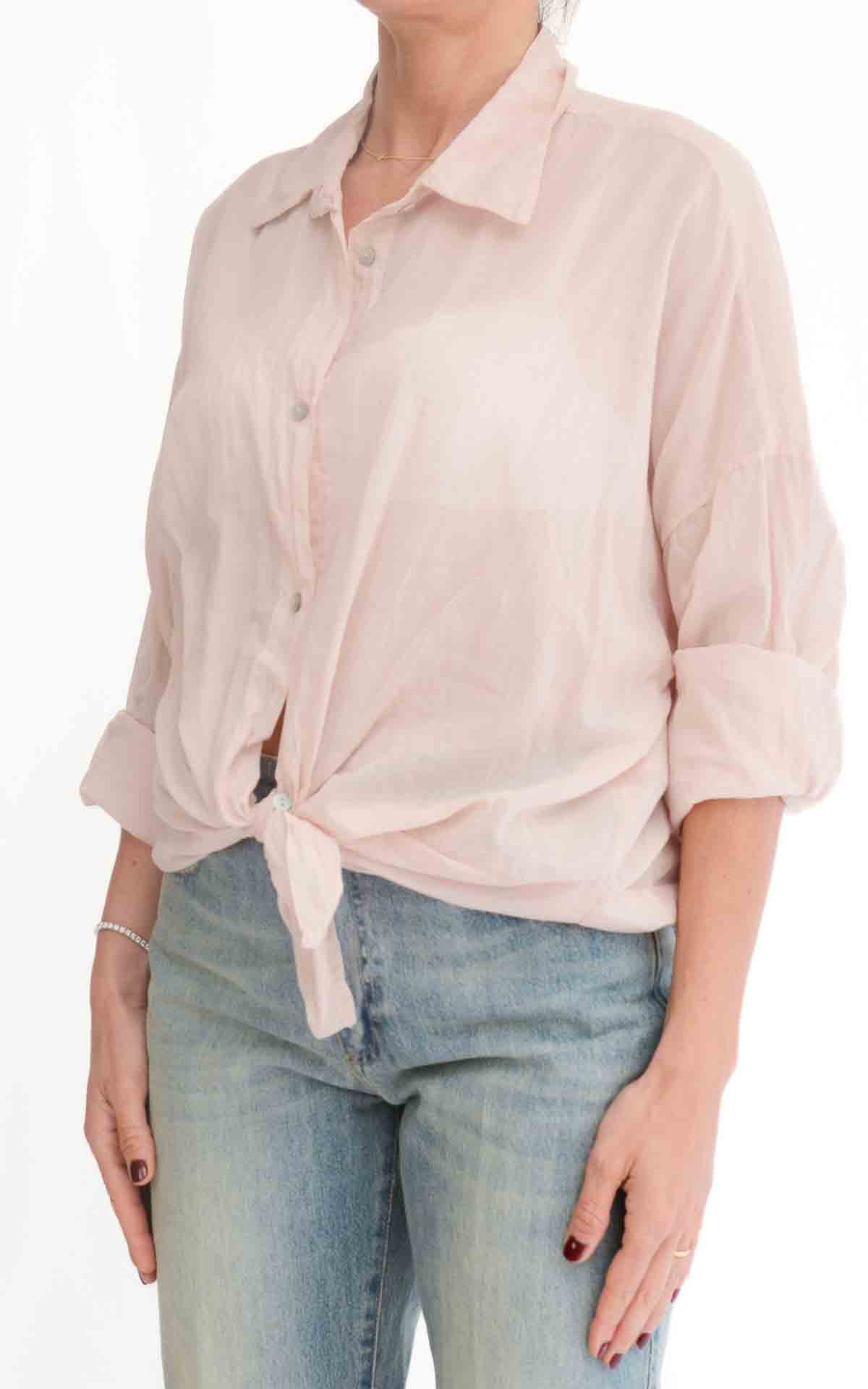 Susymix - Camicia in mussola con nodo - Rosa cipria
