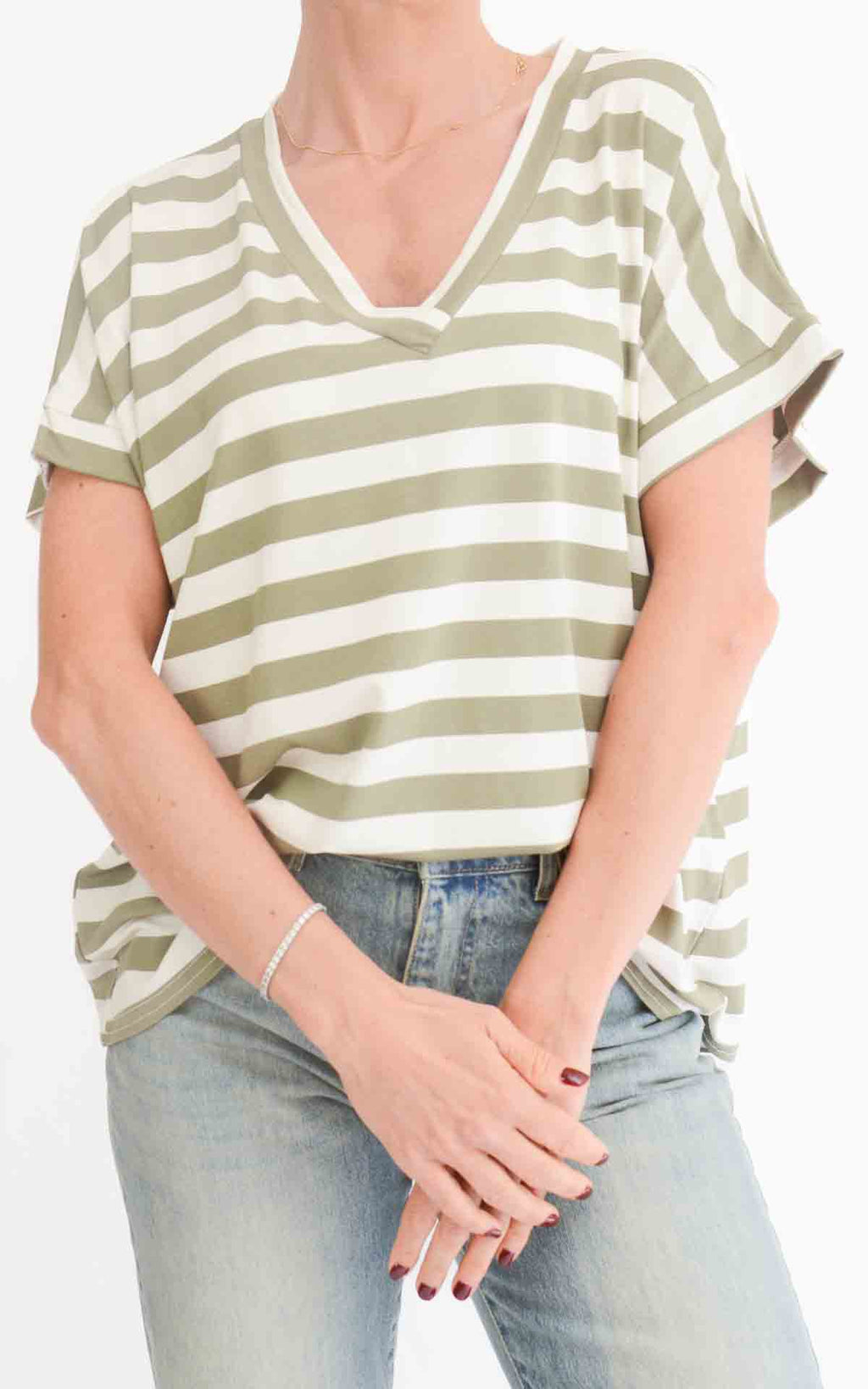 Susymix - Maglia a righe - Verde militare