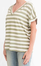 Susymix - Maglia a righe - Verde militare