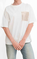 Susymix - T-shirt con tasca paillettes - Latte