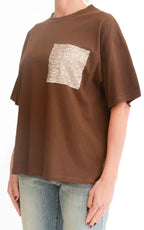 Susymix - T-shirt con tasca paillettes - Moro