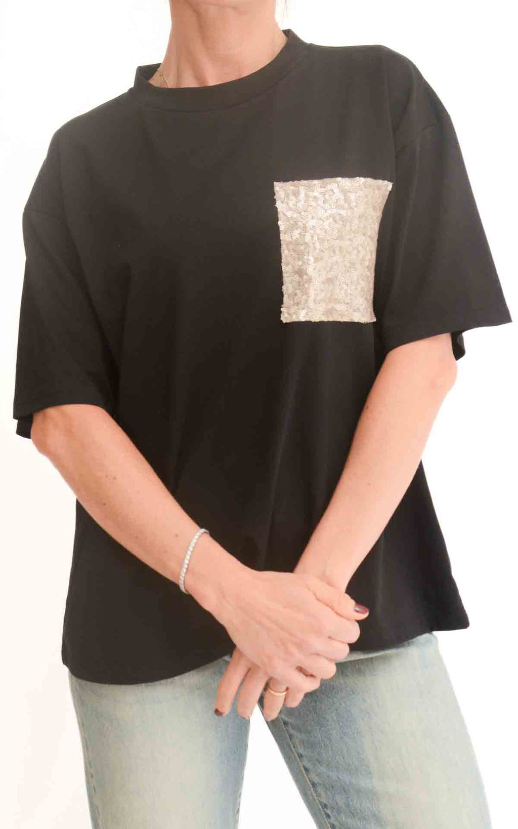 Susymix - T-shirt con tasca paillettes - Nero