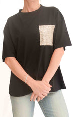 Susymix - T-shirt con tasca paillettes - Nero