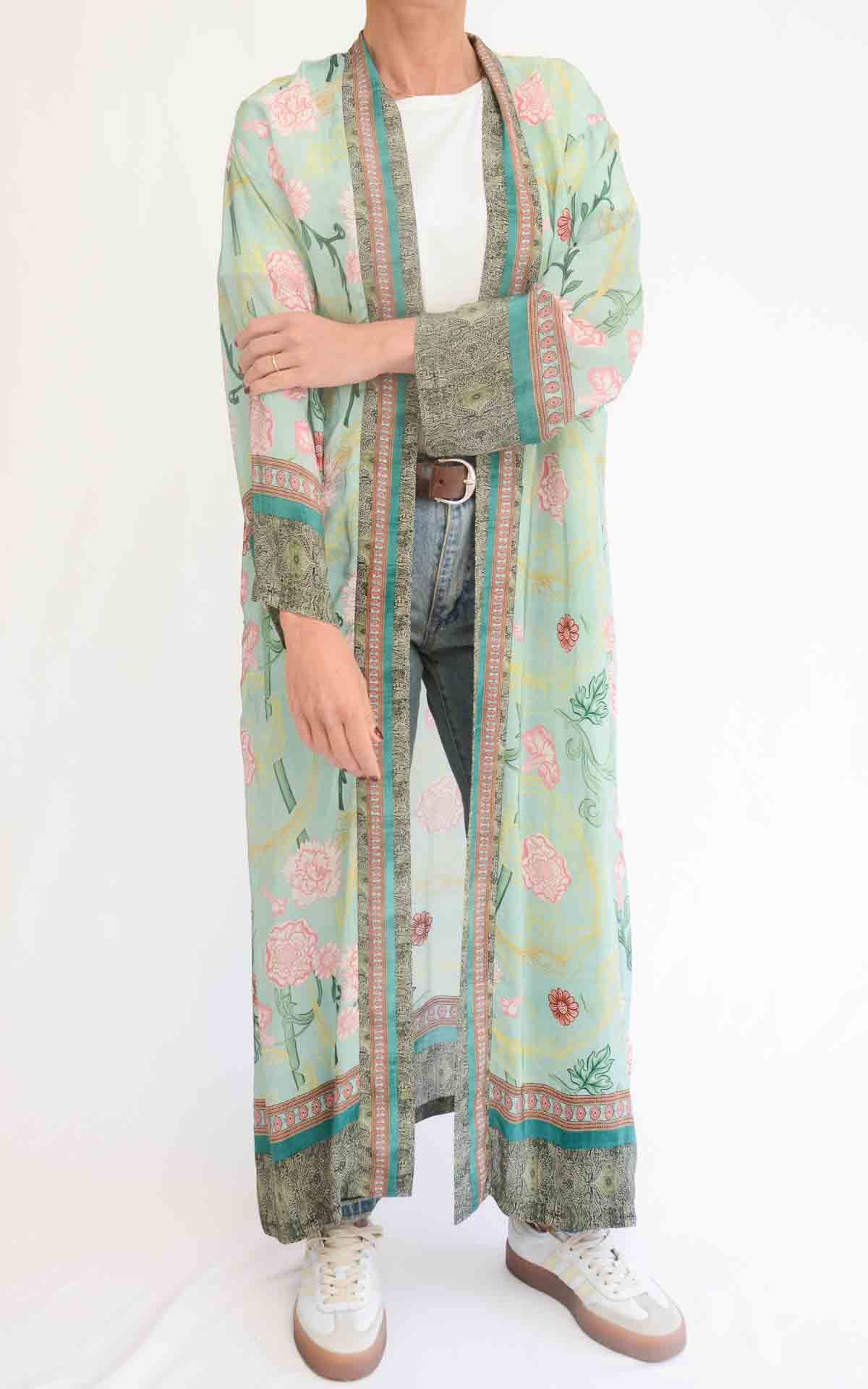 WU'SIDE - Kimono lungo - Azzurro polvere