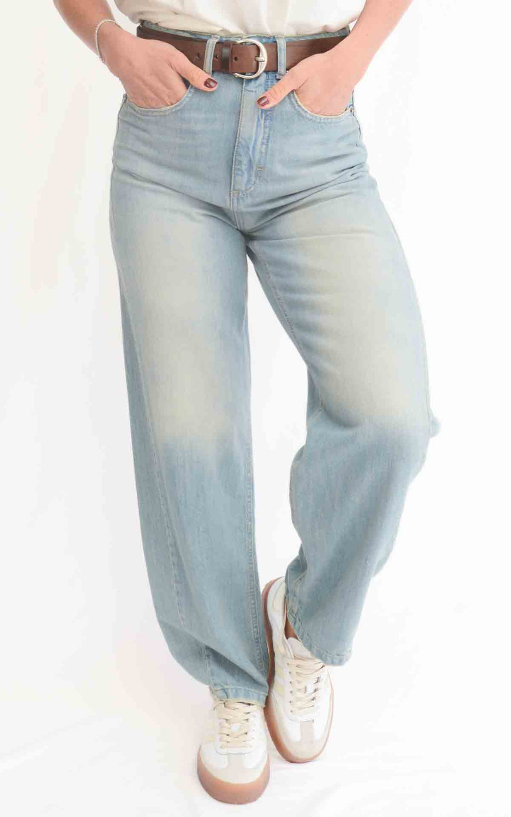 Initial - Jeans baggy denim chiaro - CHANTAL