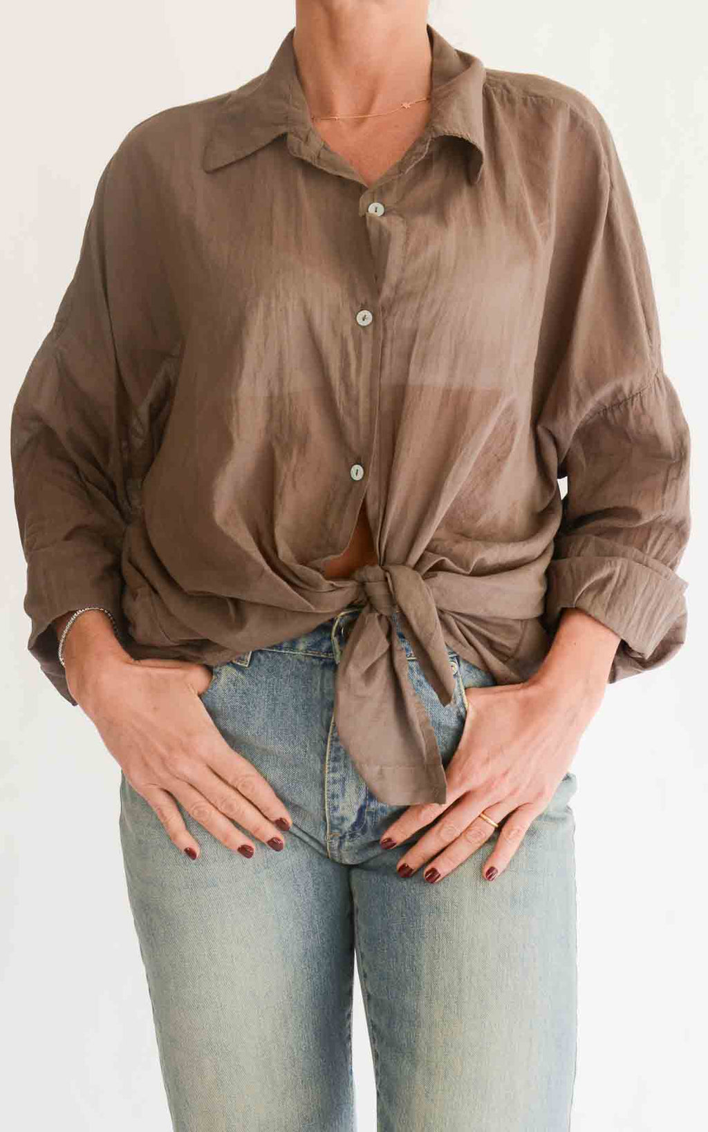 Susymix - Camicia in mussola con nodo - Moro