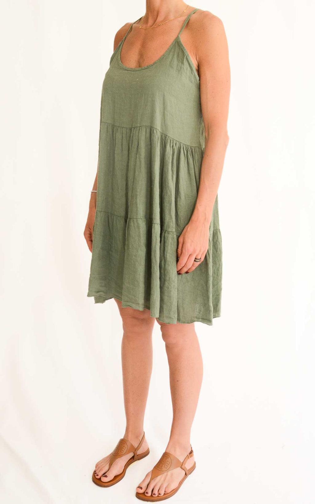 Off-on - Abito in lino con fiocco - Verde