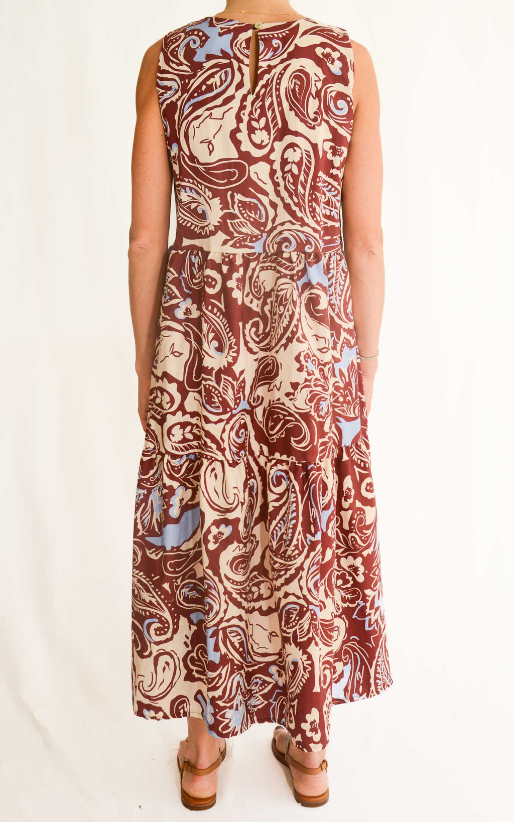 OFF-ON - Abito balze cotone fantasia - Bordeaux