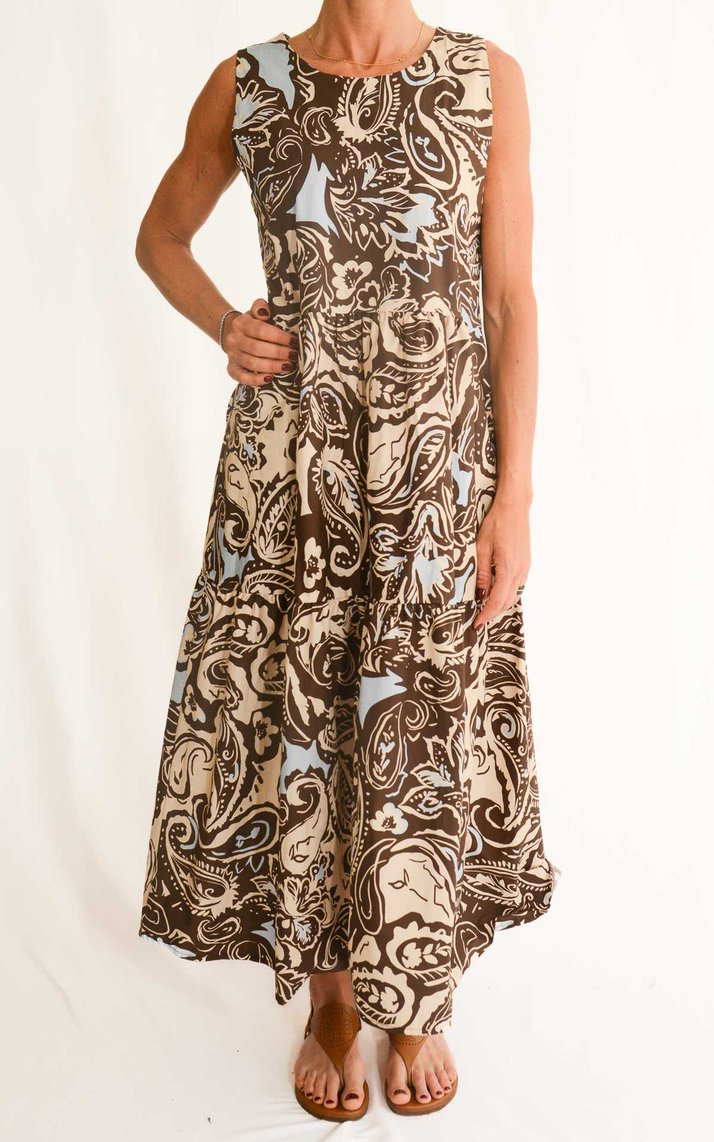 Off-on - Abito balze cotone fantasia - Moro