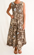 Off-on - Abito balze cotone fantasia - Moro